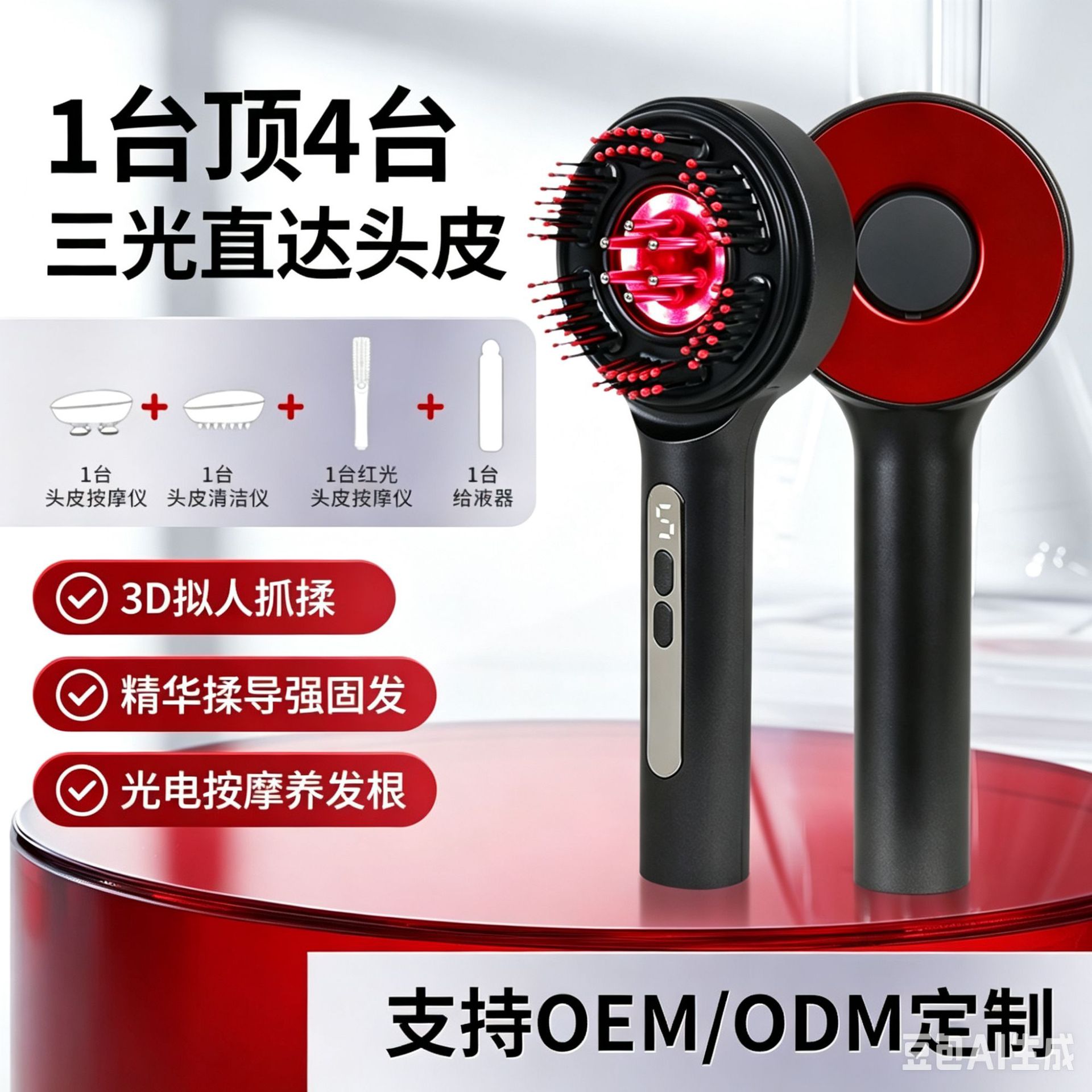 Essential Oils - Red light hair comb, multifunctional essential