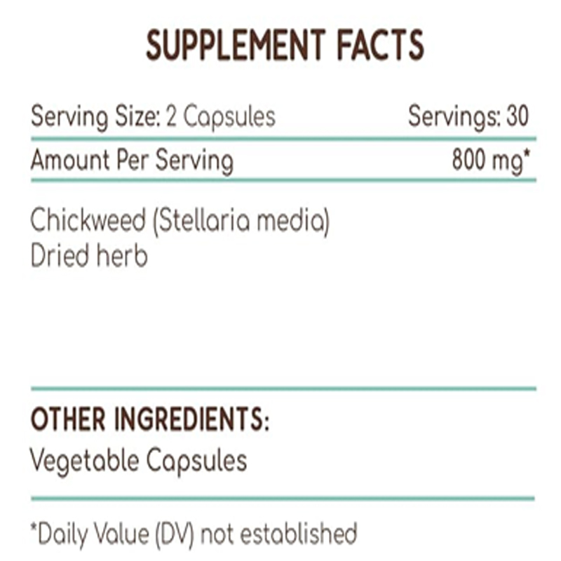 Chickweed 60 Capsules, 800 Mg, - Dried Herbs ulasan dan harga